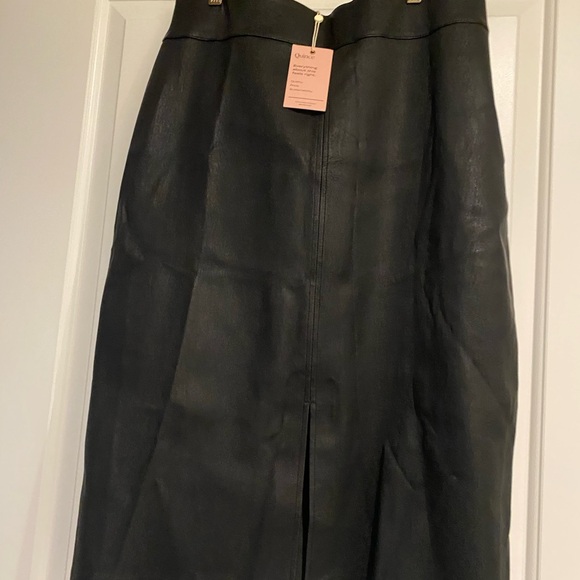 Quince Leather Pencil Skirt Black Sz 16 - Picture 5 of 5